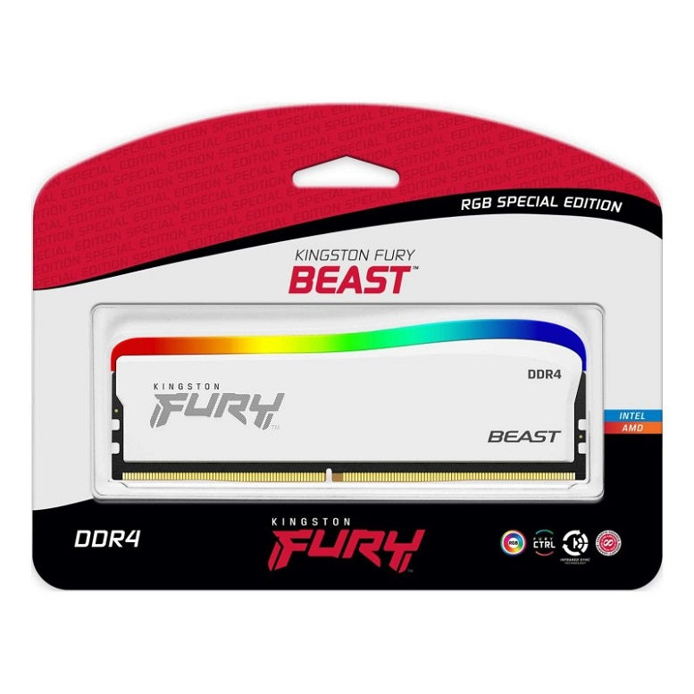 MEMORIA RAM DESKTOP RGB KINGSTON FURY BEAST WHITE DDR4 3200MHz 8GB